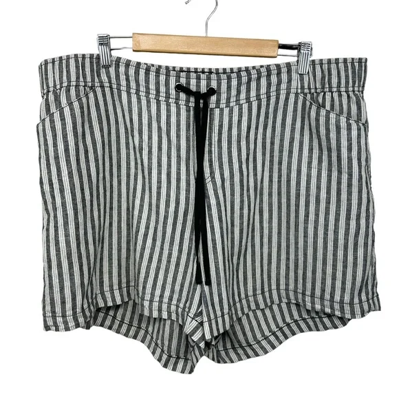 LANE BRYANT Shorts Plus 20 Stripes Linen Blend Stretch Waist Drawstring - Picture 1 of 8